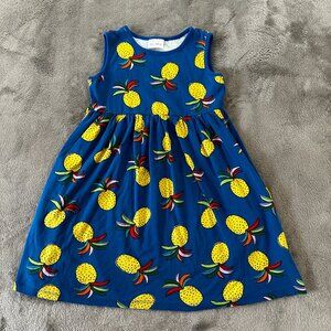 Hanna Andersson Dress size 8 Pineapple Tank Summer Blue Yellow Cotton
